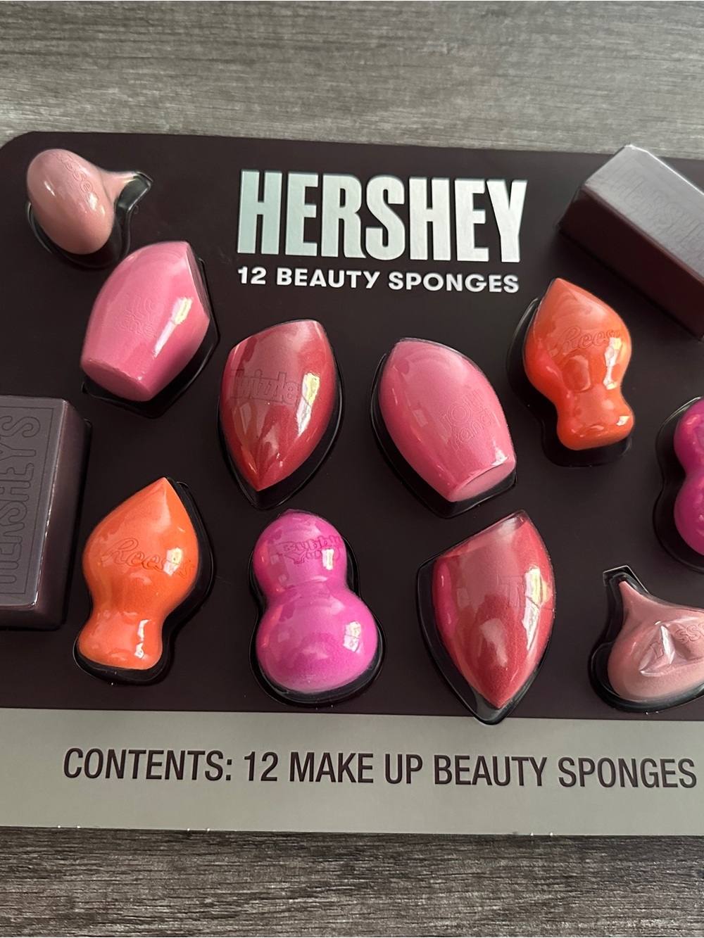 Hershey's 12 makeup sponges in pink, orange, and purple #makeup #beauty